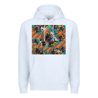 White Thanksgiving Turkey sunflower turquoise Premium Hoodie - NancyCooperArtShop