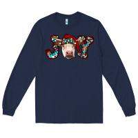Navy christmas joy cow Long Sleeve Tee - RanaPortraitStore