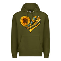 Army Green Childhood Cancer Awareness heart Premium Hoodie - NancyCooperArtShop