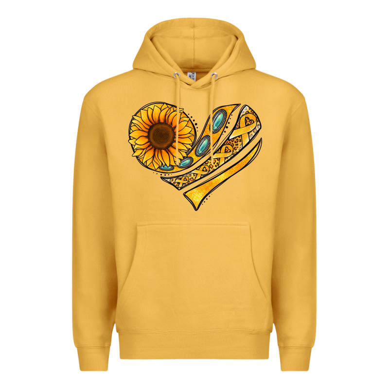 Childhood Cancer Awareness Heart Premium Hoodie by NancyCooperArtShop | Teevron