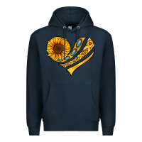 Navy Childhood Cancer Awareness heart Premium Hoodie - NancyCooperArtShop