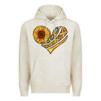 Oatmeal Heather Childhood Cancer Awareness heart Premium Hoodie - NancyCooperArtShop
