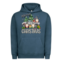 Pigment Midnight Navy merry christmas gnomes truck Urban Hoodie - MaliasSmallBusiness