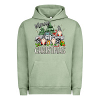 Pigment Oil Green merry christmas gnomes truck Urban Hoodie - MaliasSmallBusiness