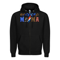 Black american mama thunderbolt Zipper Hoodie - HRA Design Shop
