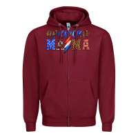 Burgundy american mama thunderbolt Zipper Hoodie - HRA Design Shop