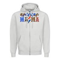 Dove Grey american mama thunderbolt Zipper Hoodie - HRA Design Shop
