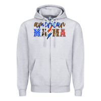 Heather Grey american mama thunderbolt Zipper Hoodie - HRA Design Shop