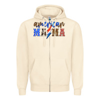 Sandshell american mama thunderbolt Zipper Hoodie - HRA Design Shop