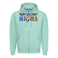 Seafoam american mama thunderbolt Zipper Hoodie - HRA Design Shop