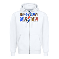 White american mama thunderbolt Zipper Hoodie - HRA Design Shop