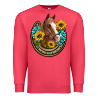 Cardinal western horseshoe horse sunflowers gemstone Premium Sweatshirt - Artiststas