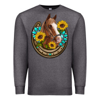 Charcoal Heather western horseshoe horse sunflowers gemstone Premium Sweatshirt - Artiststas