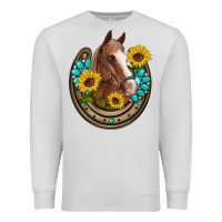 Dove Grey western horseshoe horse sunflowers gemstone Premium Sweatshirt - Artiststas