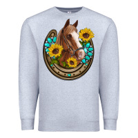 Heather Grey western horseshoe horse sunflowers gemstone Premium Sweatshirt - Artiststas