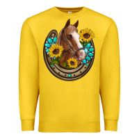 Lemon western horseshoe horse sunflowers gemstone Premium Sweatshirt - Artiststas