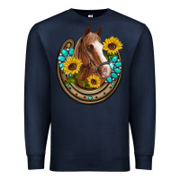Navy western horseshoe horse sunflowers gemstone Premium Sweatshirt - Artiststas