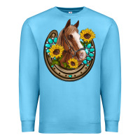 Ocean Blue western horseshoe horse sunflowers gemstone Premium Sweatshirt - Artiststas