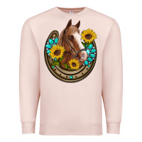 Pale Pink western horseshoe horse sunflowers gemstone Premium Sweatshirt - Artiststas