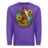 Purple western horseshoe horse sunflowers gemstone Premium Sweatshirt - Artiststas