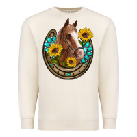 Sandshell western horseshoe horse sunflowers gemstone Premium Sweatshirt - Artiststas