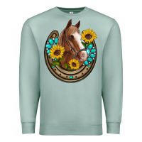 Seafoam western horseshoe horse sunflowers gemstone Premium Sweatshirt - Artiststas
