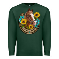 Sports Green western horseshoe horse sunflowers gemstone Premium Sweatshirt - Artiststas