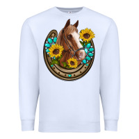 White western horseshoe horse sunflowers gemstone Premium Sweatshirt - Artiststas