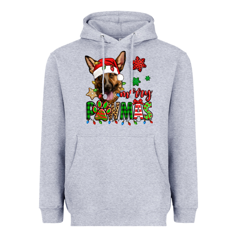 Merry Pawmas Christmas German Shepherd Heavyweight Hoodie by Jasminsmagicworld | Teevron