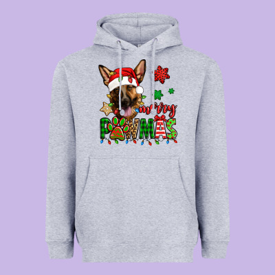Merry Pawmas Christmas German Shepherd Heavyweight Hoodie Designed By Jasminsmagicworld