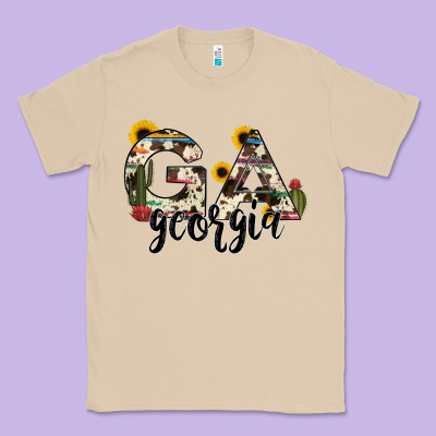 Georgia State Cowhide Serape Cactus Classic Tee Designed By Ranaportraitstore