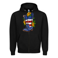 Black american cowboy boot with sunflower Zipper Hoodie - HRA Design Shop