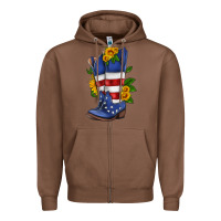 Chestnut american cowboy boot with sunflower Zipper Hoodie - HRA Design Shop