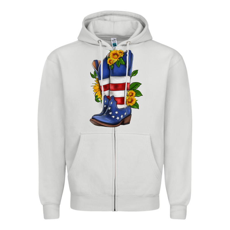 American Cowboy Boot With Sunflower Zipper Hoodie by HRA Design Shop | Teevron