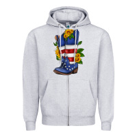 Heather Grey american cowboy boot with sunflower Zipper Hoodie - HRA Design Shop