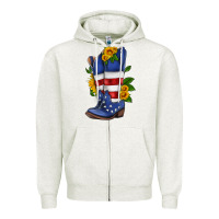 Oatmeal Heather american cowboy boot with sunflower Zipper Hoodie - HRA Design Shop