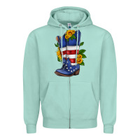 Seafoam american cowboy boot with sunflower Zipper Hoodie - HRA Design Shop