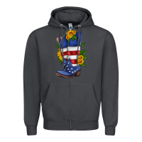 Smoke american cowboy boot with sunflower Zipper Hoodie - HRA Design Shop