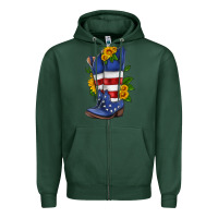 Sports Green american cowboy boot with sunflower Zipper Hoodie - HRA Design Shop