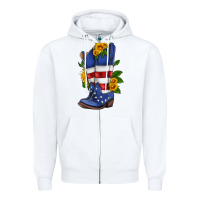 White american cowboy boot with sunflower Zipper Hoodie - HRA Design Shop