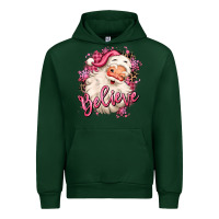 Forest Green believe pink christmas santa claus Urban Hoodie - MaliasSmallBusiness