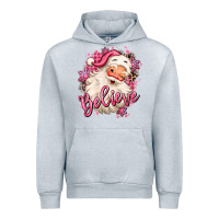 Heather Grey believe pink christmas santa claus Urban Hoodie - MaliasSmallBusiness