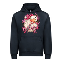Navy believe pink christmas santa claus Urban Hoodie - MaliasSmallBusiness