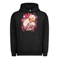 Pigment Black believe pink christmas santa claus Urban Hoodie - MaliasSmallBusiness
