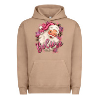 Pigment Burro believe pink christmas santa claus Urban Hoodie - MaliasSmallBusiness