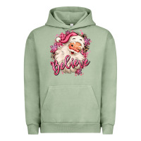Believe Pink Christmas Santa Claus Urban Hoodie | Teevron