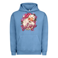 Pigment Pebble Blue believe pink christmas santa claus Urban Hoodie - MaliasSmallBusiness