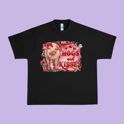 Valentines Day Pig Hogs And Kisses Urban Heavy Tee Designed By Ranaportraitstore