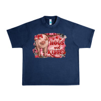 Navy Valentines Day Pig Hogs And Kisses Urban Heavy Tee - RanaPortraitStore