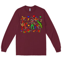 Burgundy mexican skeletons Long Sleeve Tee - Zillion Design Studio